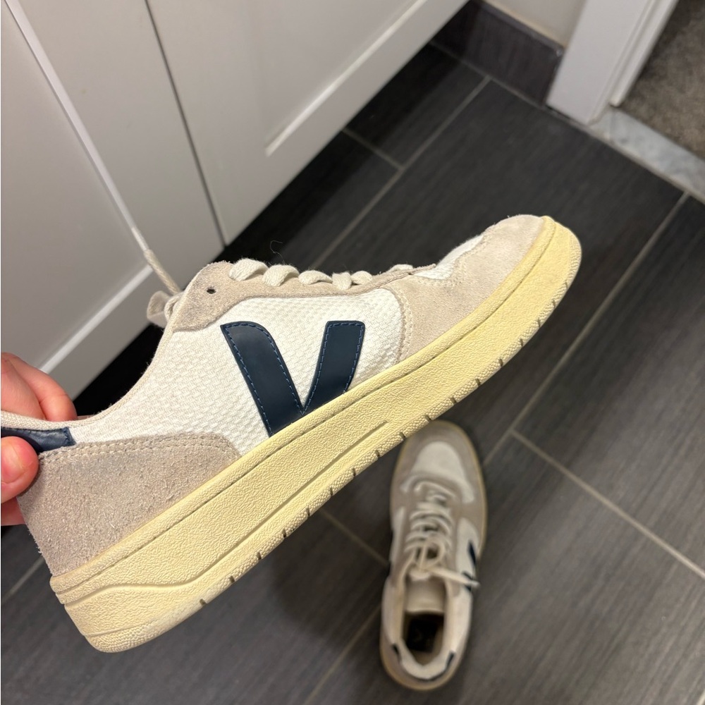 Veja Cream and Navy Casual Sneakers - Picture 5 of 5